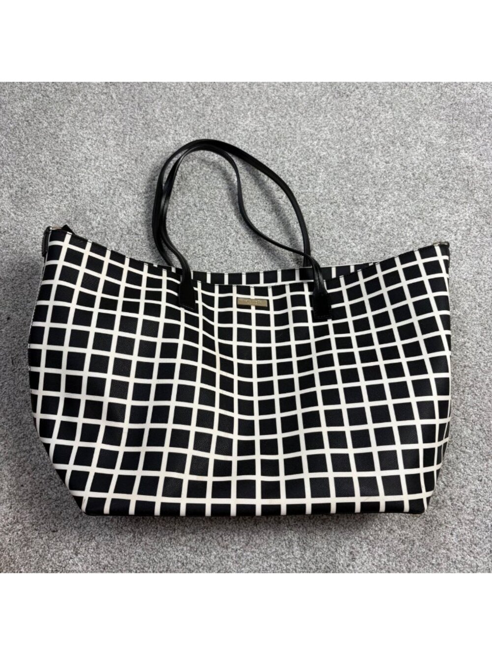 Kate Spade Diaper Bag Black White Check with Changing Pad flaw